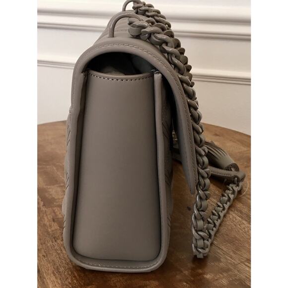 🆕 Tory Burch Fleming Convertible Shoulder GRAY HERON Matte Bag $598 - Picture 9 of 16